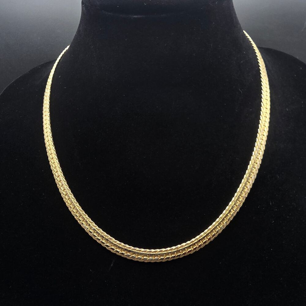 Gold Tone Snake Chain Necklace Vintage Costume Jewelry